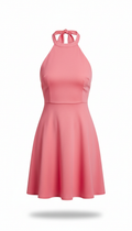 Watermelon Pink Halter Mini Dress