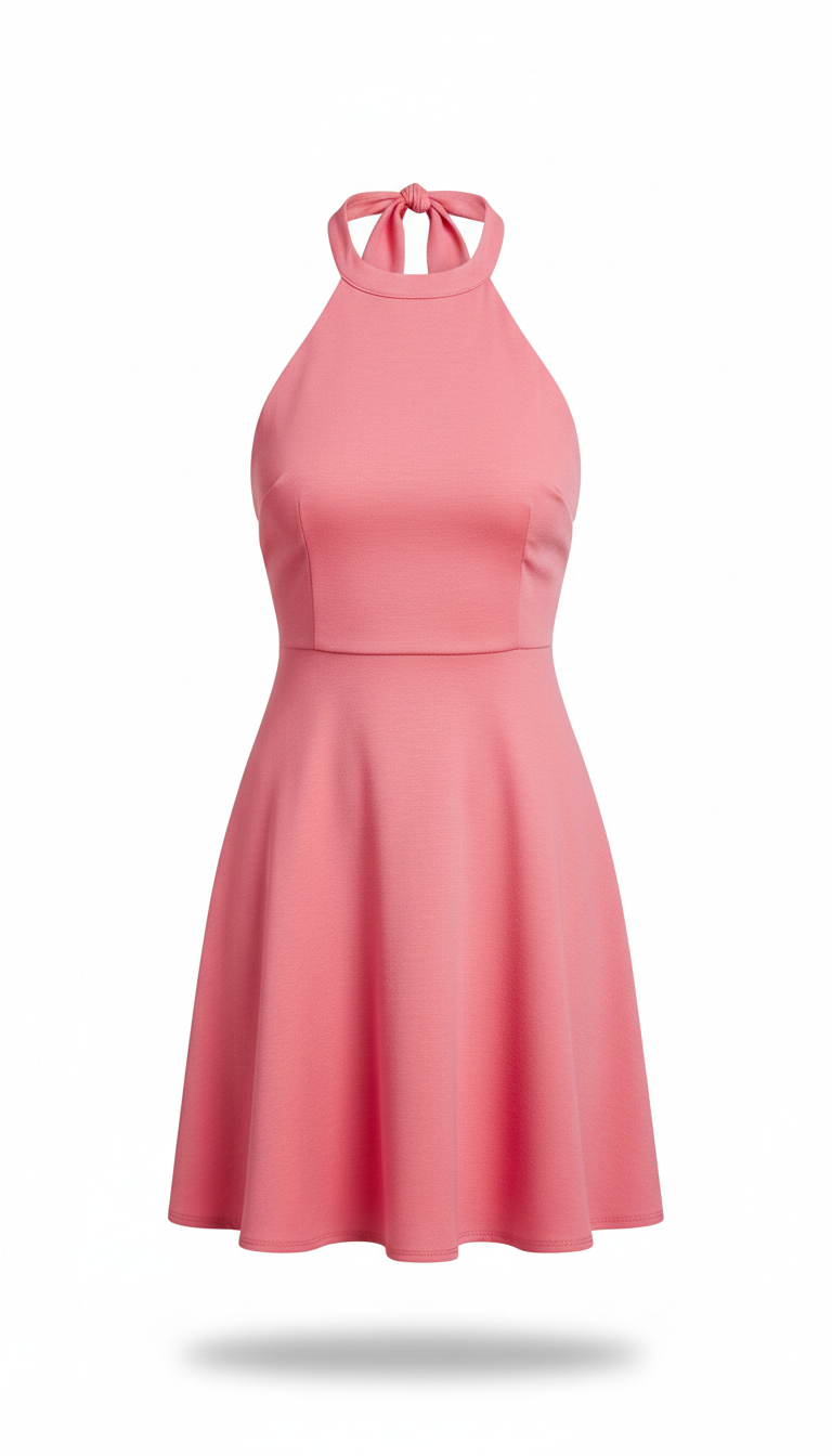 Watermelon Pink Halter Mini Dress