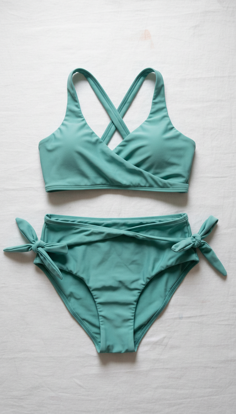 Seafoam Teal wrap bikini set