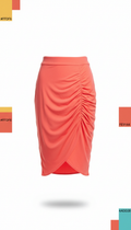 Coral Pop Ruched Wrap Skirt