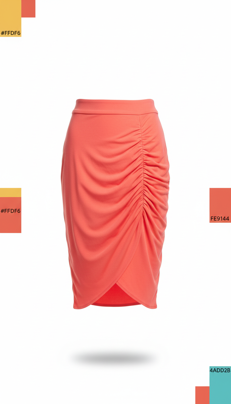 Coral Pop Ruched Wrap Skirt